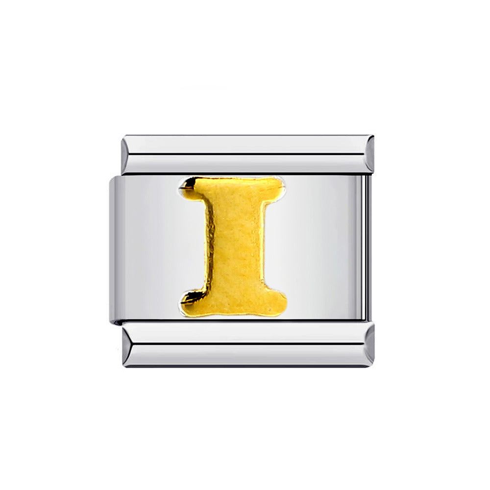 Wholesale Italian Charm Bracelet 9mm DIY Splicing Removable Gold Plated English Letters Stainless Steel Composable Bracelet