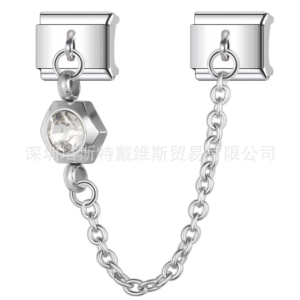 Wholesale Italian Modular Starry Sky Rhinestone Chain Bracelet,  Stainless Steel Electroplated,  Chic Jewelry Accessory for Everyday Wear