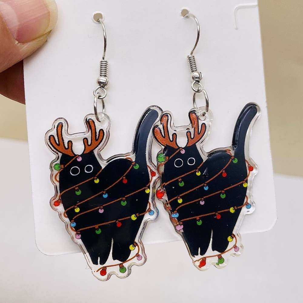 Wholesale Acrylic Christmas Animal Elk Rainbow Earrings