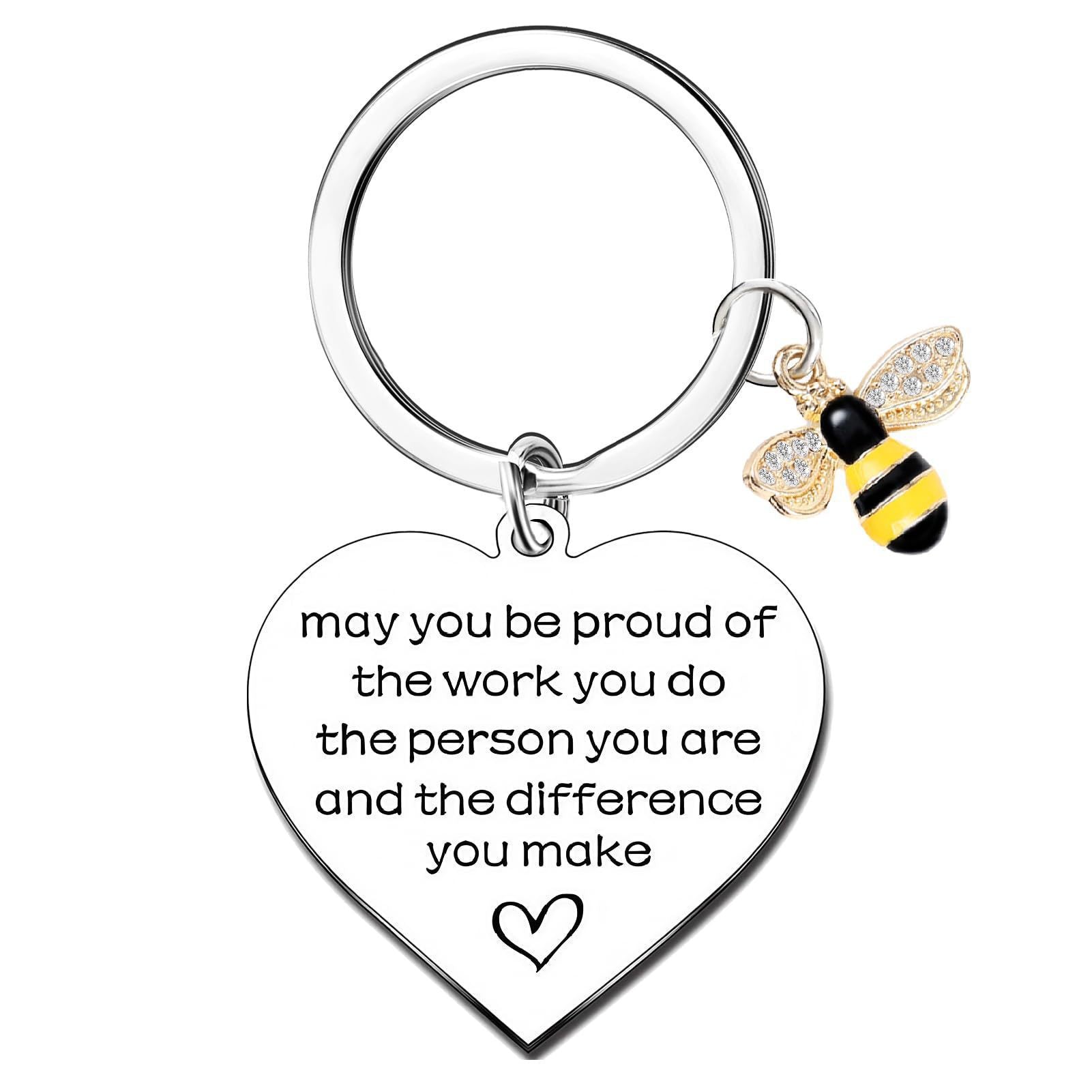 Wholesale Stainless Steel Laser Engraved Bee Keychain Teacher Appreciation Gift Fashion Accessory For Resale