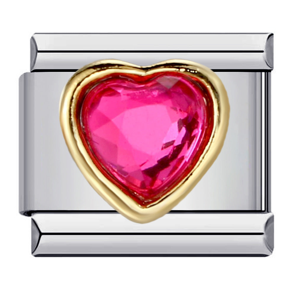 Wholesale Love Micro-inlaid Color Stone Italian Module Bracelet Stainless Steel Charms