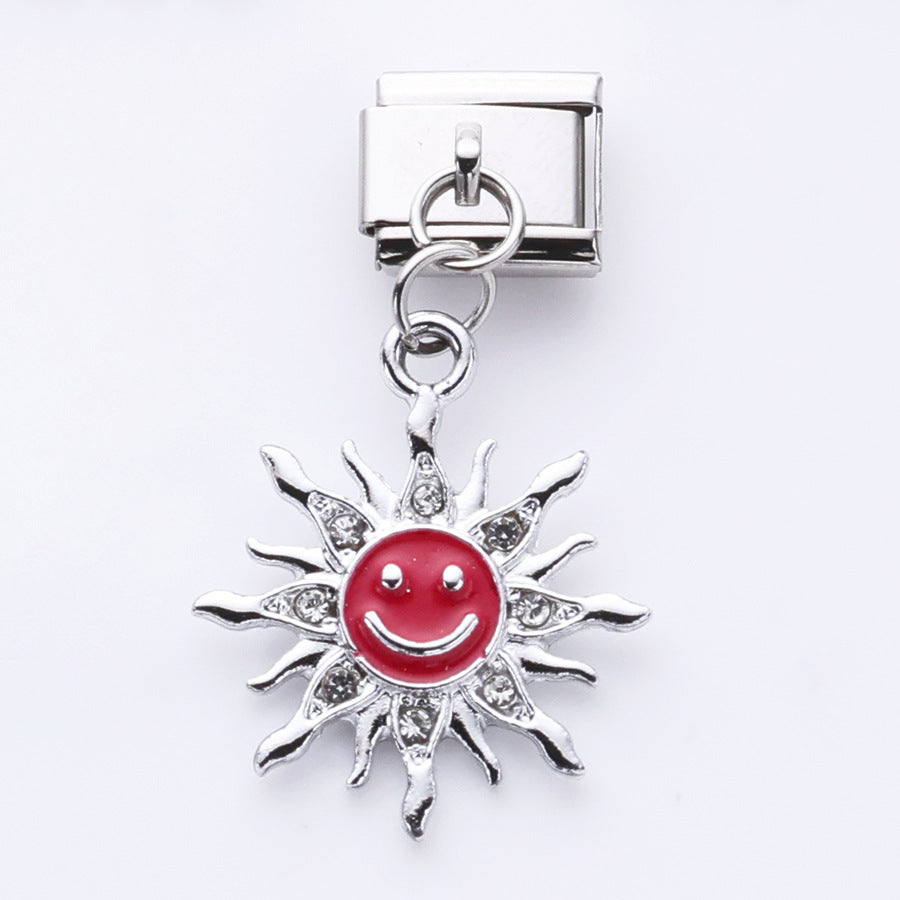 Wholesale 10pcs Italian Charm Bracelet 9mm DIY Splicing Oil Drop Butterfly Sunflower Stainless Steel Composable Bracelet