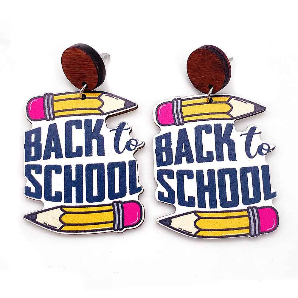 Wholesale Teacher' s Day Wooden Book Earrings