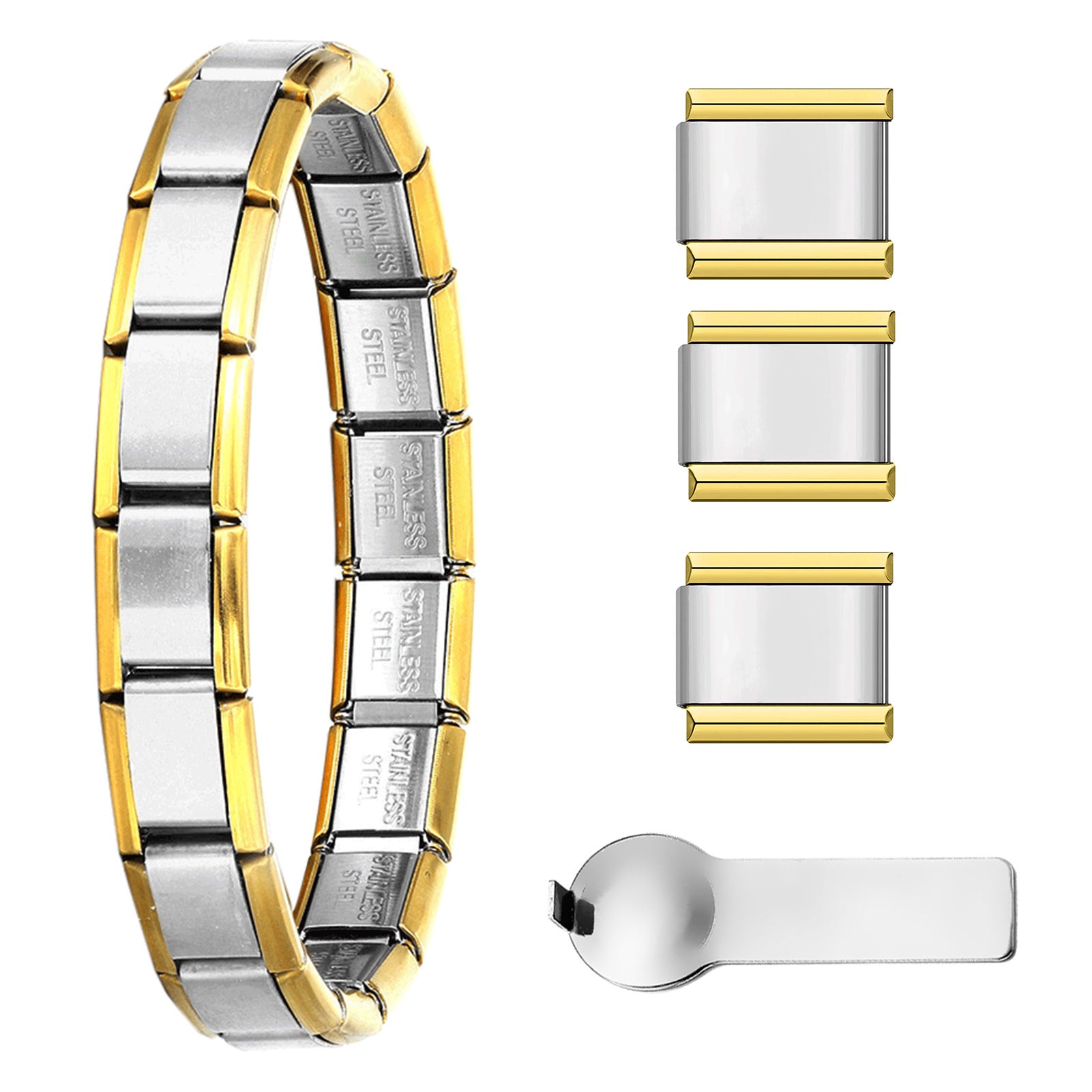 Nuovo set di braccialetti modulari italiani multicolori all'ingrosso, braccialetto di giunzione fai-da-te in acciaio al titanio, affascinante confezione regalo di gioielli modulari