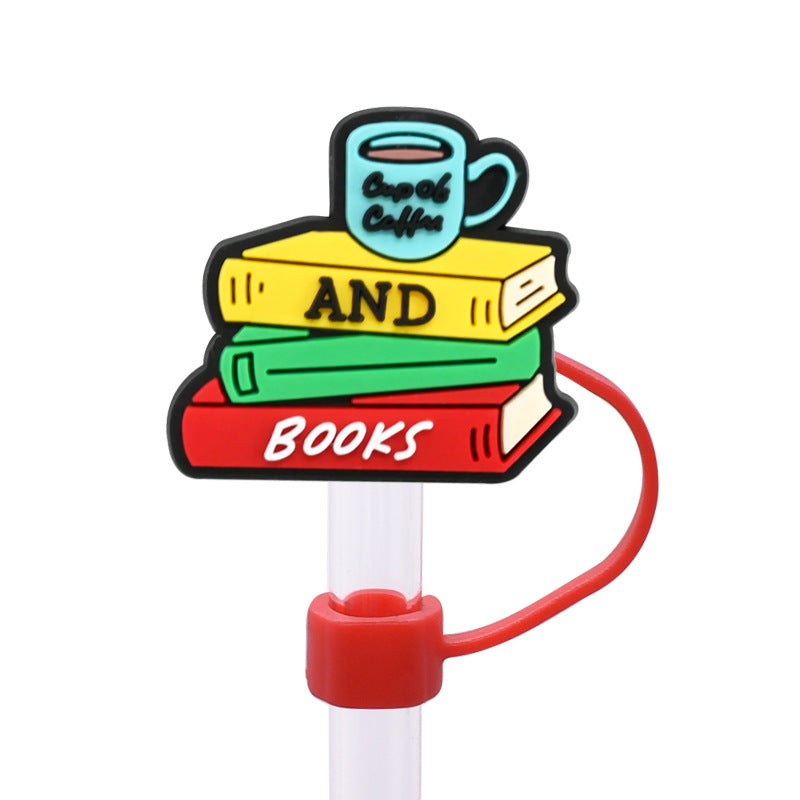 Wholesale Random 100pcs Learning Bookworm Series 8/10mm PVC Soft Straw Tube Cap