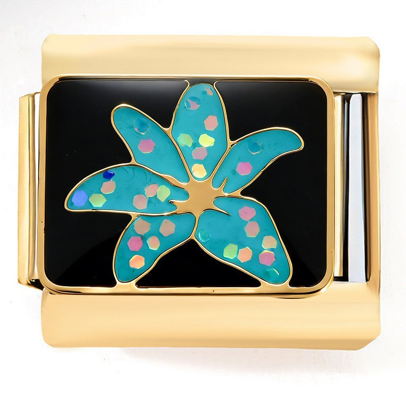 Wholesale 9mm Italian Charm Starter Bracelets DIY square Single Section Creative Stainless Steel Composable Bracelet