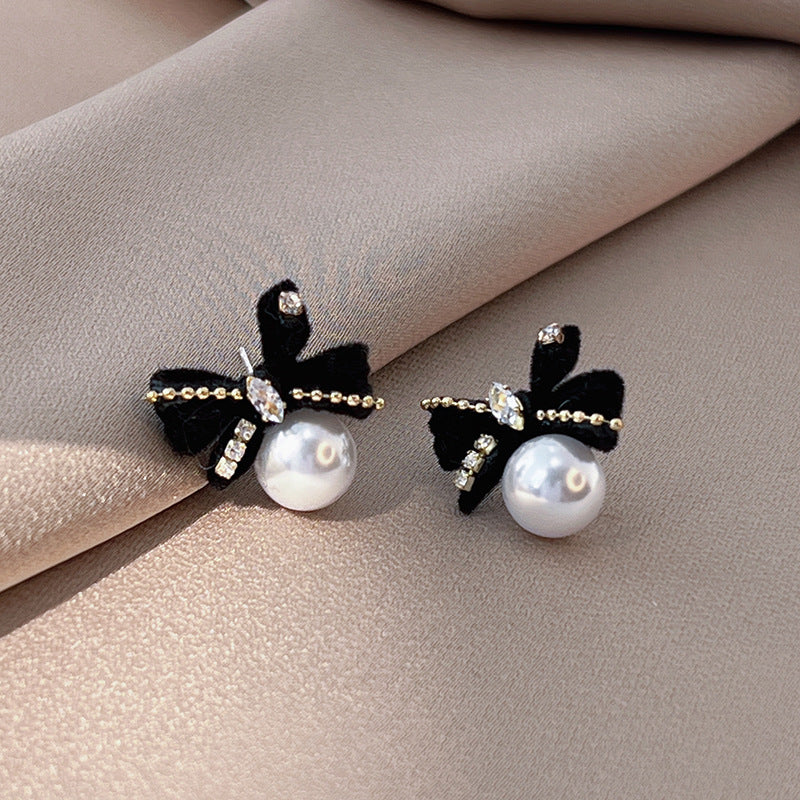 Wholesale Retro Light Luxury Bow Bead Earrings ACC-ES-XiaoCheng012