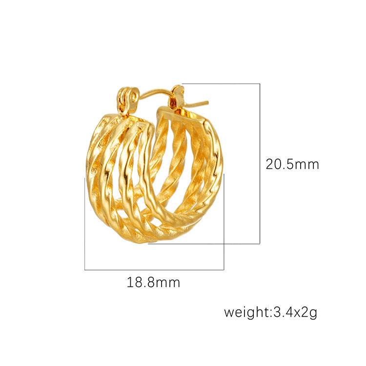 Wholesale temperament stitching twisted titanium steel earrings