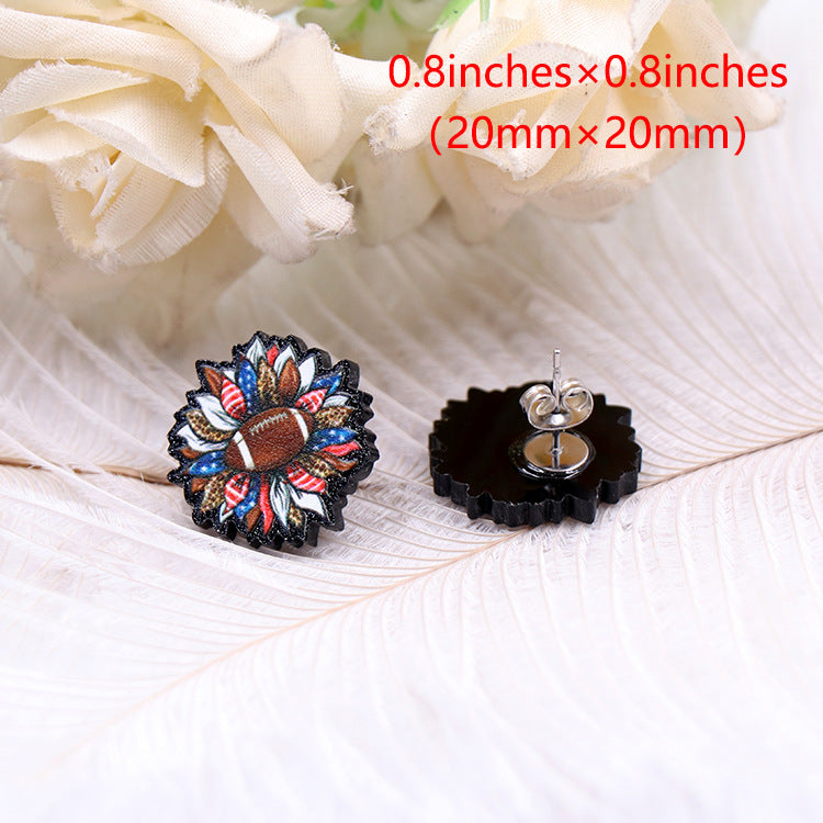 Wholesale 5pcs American Independence Day Sunflower Football Acrylic Earrings ACC-ES-XiaoYan054