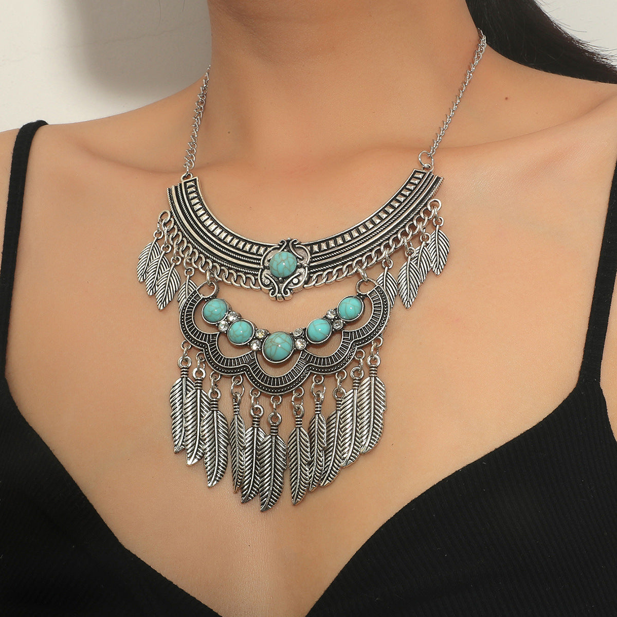 Wholesale Vintage Turquoise Alloy Necklace ACC-NE-JunJie005