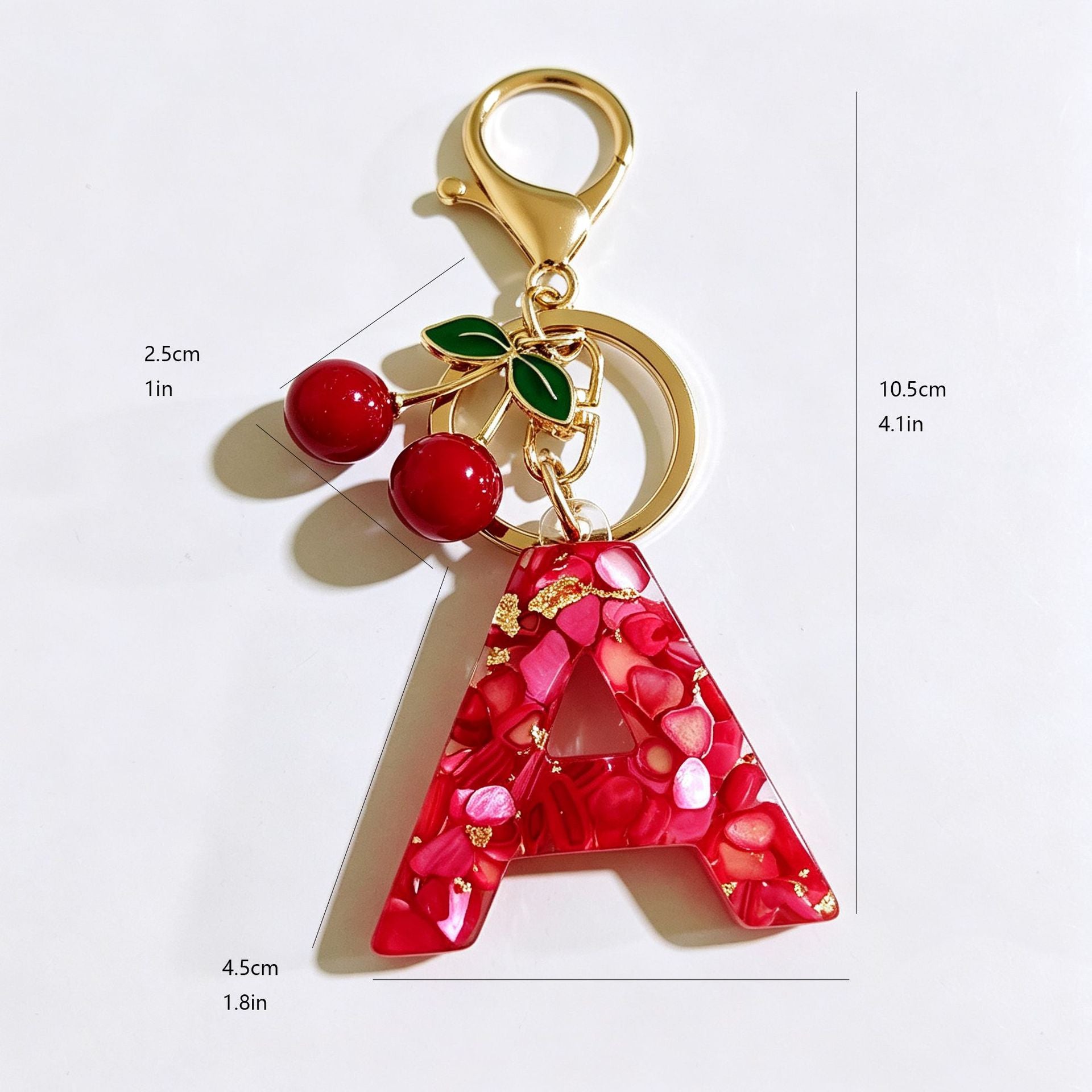 Wholesale Stylish Letter Keychain With Cute Cherry Pendant Plastic Bag Charm And Car Key Accessory Gift