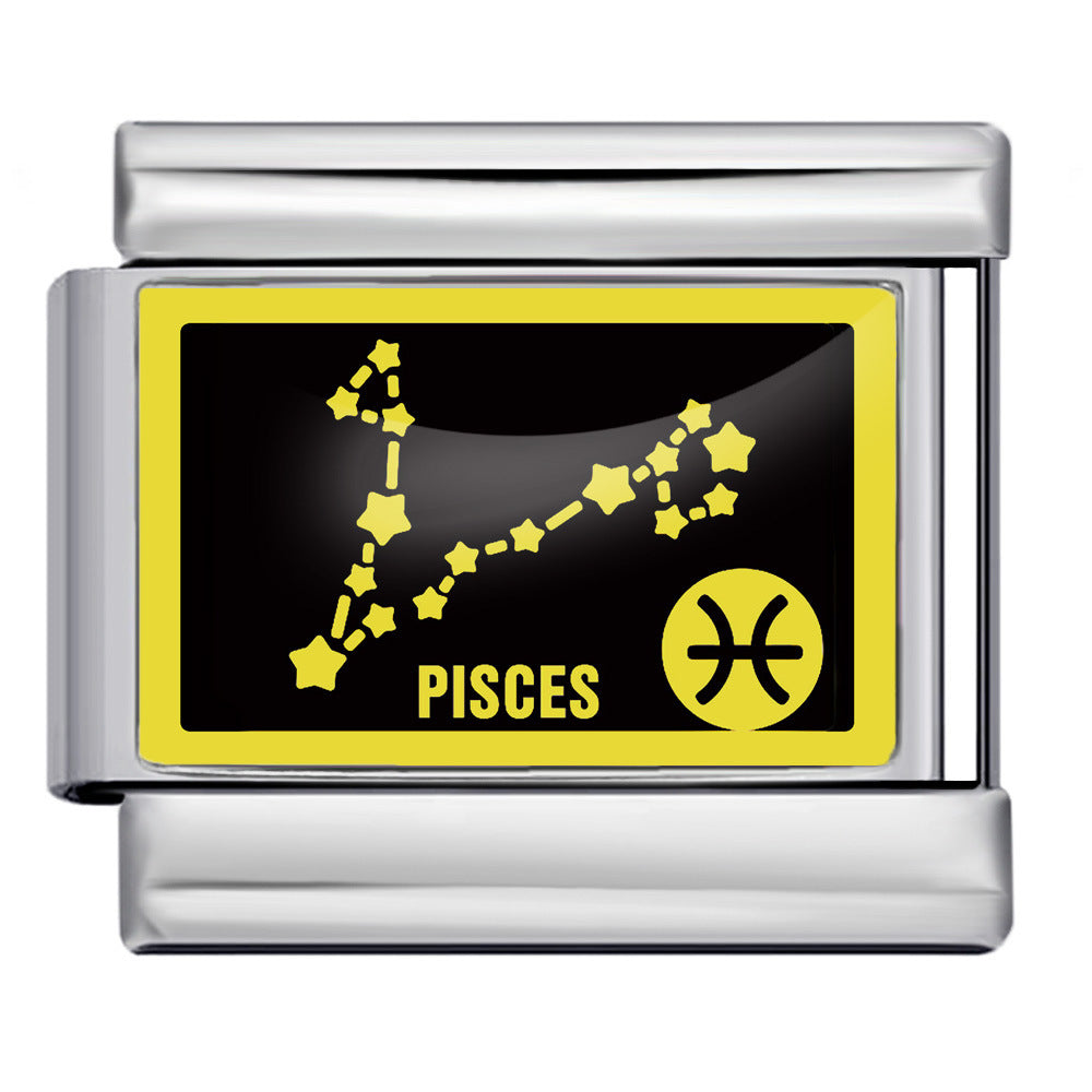 Wholesale Italian Charm Bracelet 9mm DIY Splicing 12 Constellation Series Stainless Steel Composable Bracelet