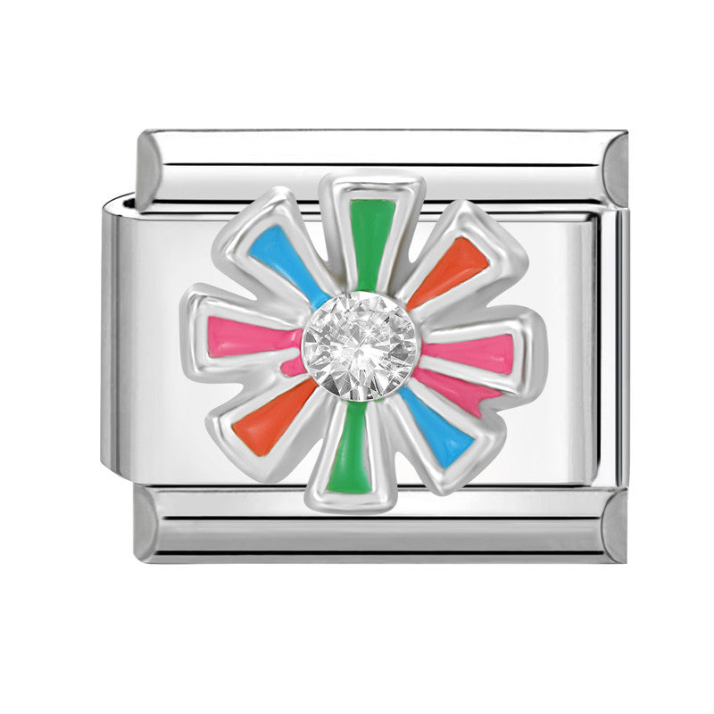 Wholesale Italian Charm Bracelet 9mm DIY Splicing Flower Stainless Steel Composable Bracelet