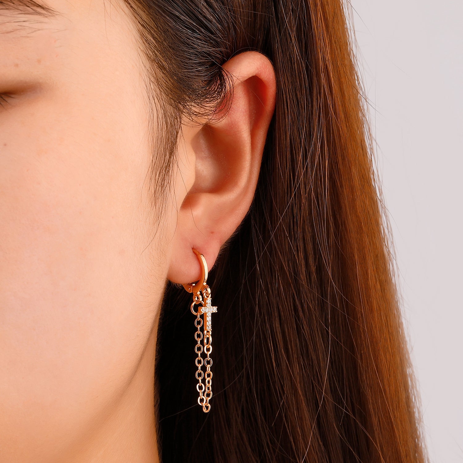 Wholesale Dark Diamond Cross Earrings