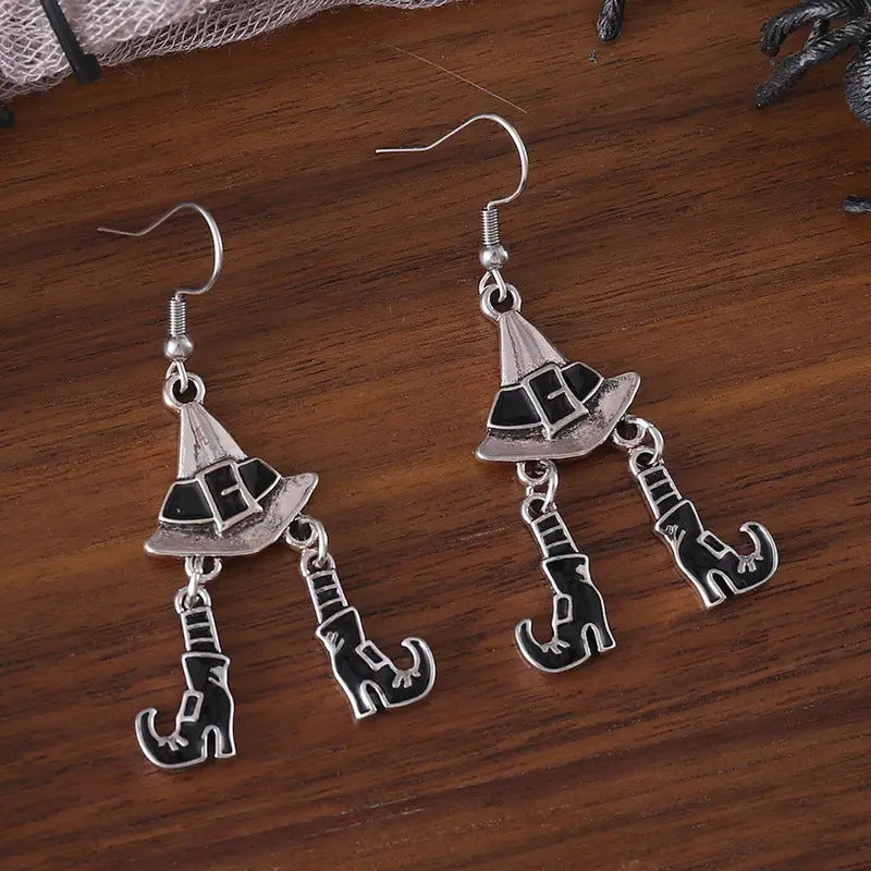 Wholesale Halloween Gothic Wind Witch Hat Boots Pendant Earrings