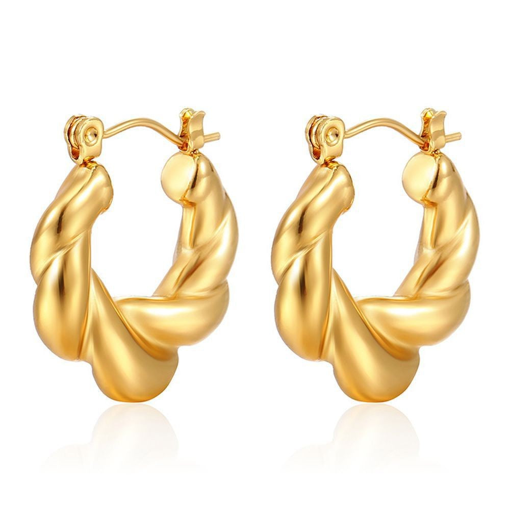 Wholesale  Stainless steel gold-plated twisted earrings ear buckle