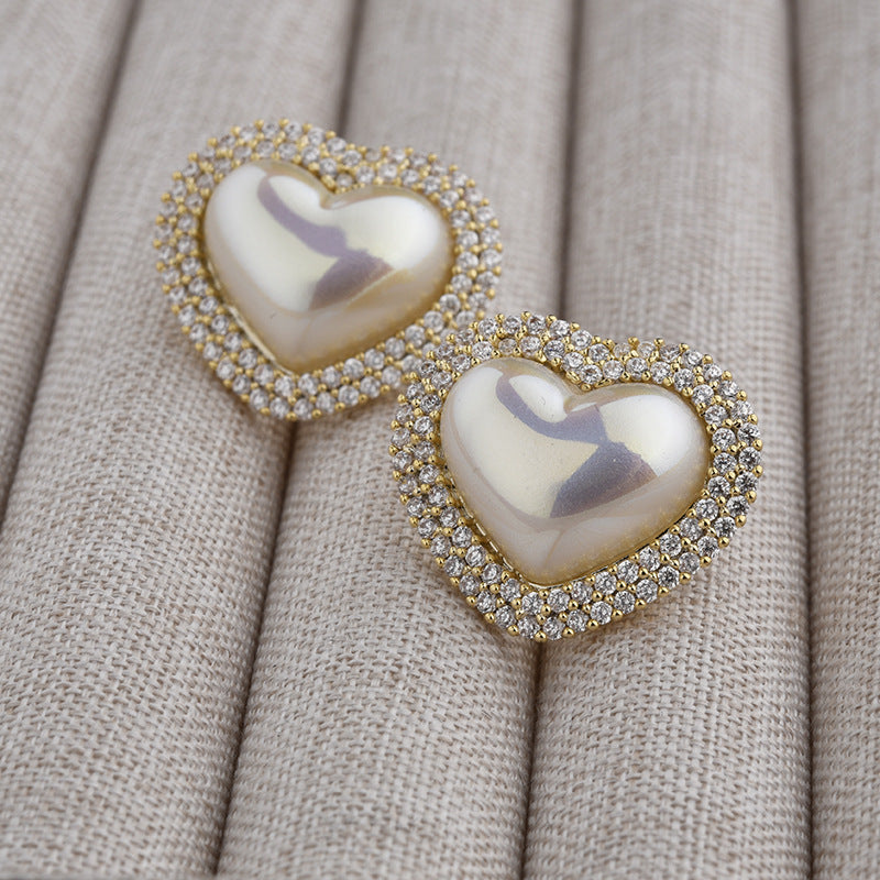 Wholesale  Light Luxury Pearl Earrings  Zircon Earrings