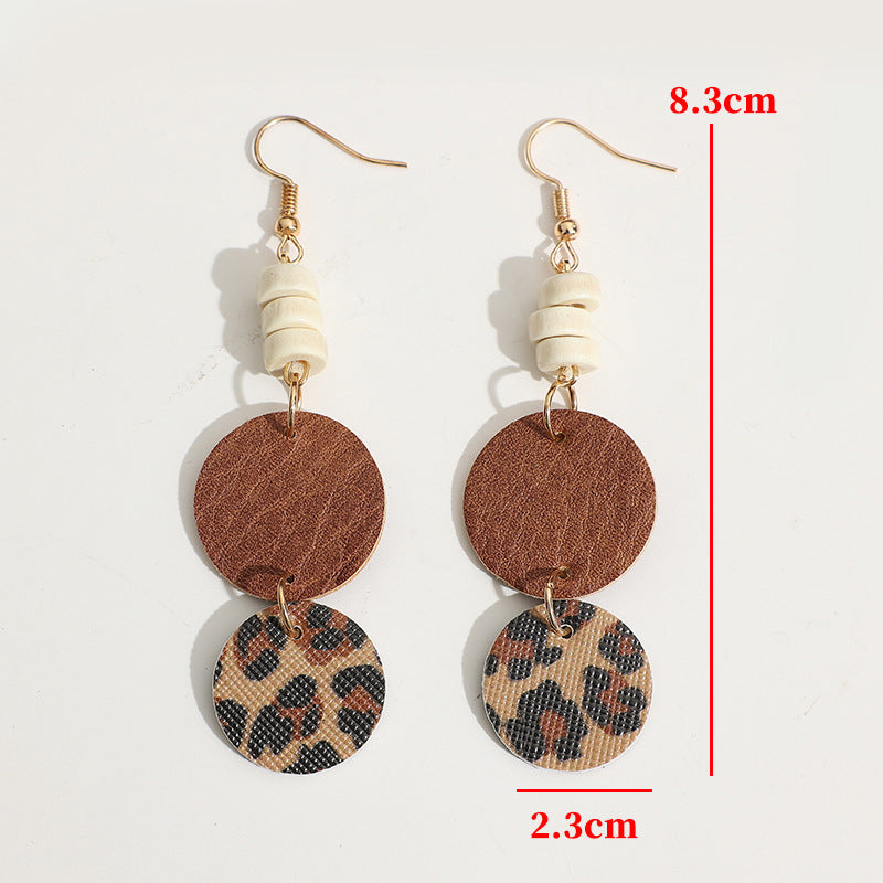 Wholesale Vintage Wooden Bead and Leather Earrings