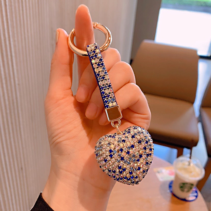 Wholesale Colorful Rhinestone Heart Shape Keychain Rhinestone Keychain Lanyard Keychain ACC-KC-ShuoT012