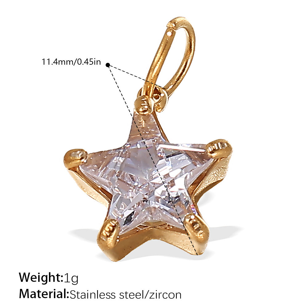 Wholesale 18K gold plated geometric colored gemstone rectangular five-pointed star   Charms