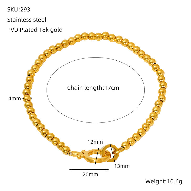 Wholesale Beaded bracelet jewelry stainless steel plated 18K real gold bracelet