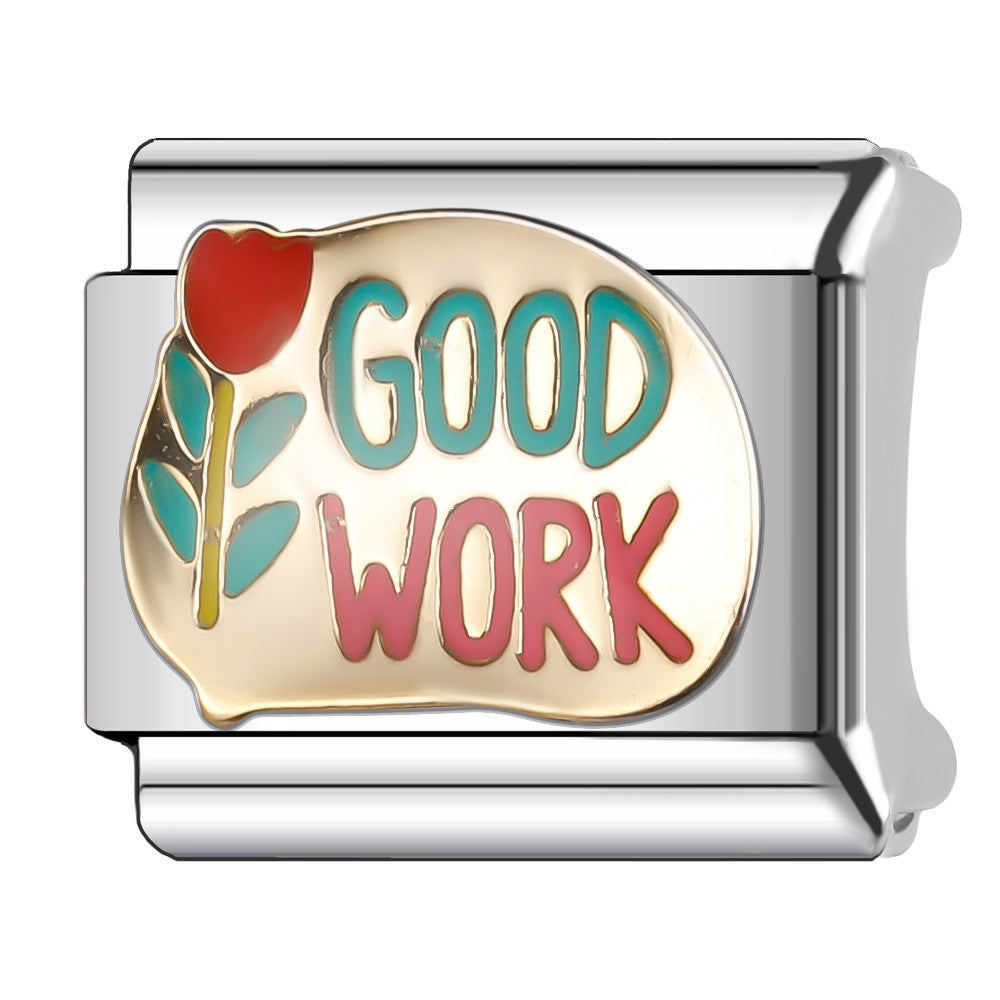 Wholesale Italian Charm Bracelet 9mm DIY Splicing English Retro Series Stainless Steel Composable Bracelet