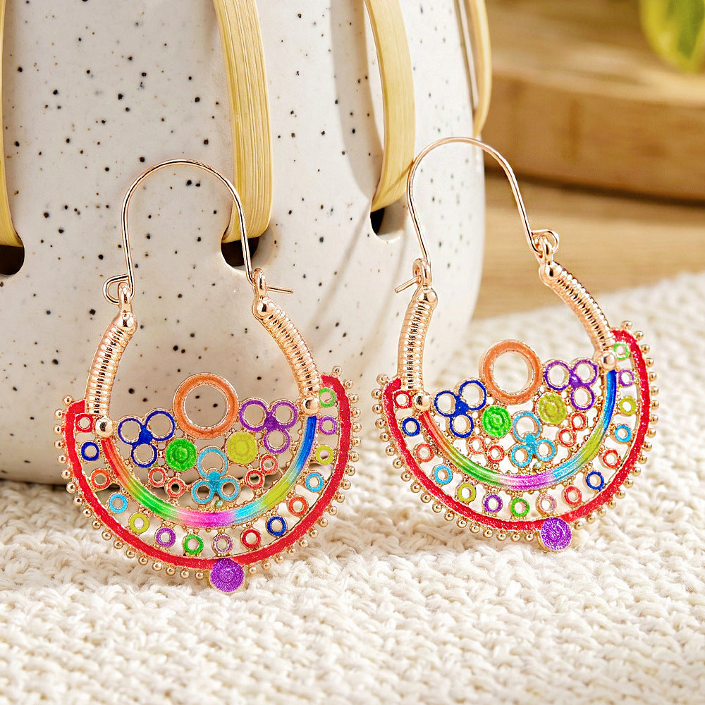 Wholesale Gold-Tone Zinc Alloy Bohemian Hollow-Out Earrings,  Fashion Accessory for Party Wear