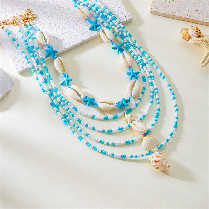 Wholesale  Bohemian Ocean Style Shell Conch Sea Star Necklace