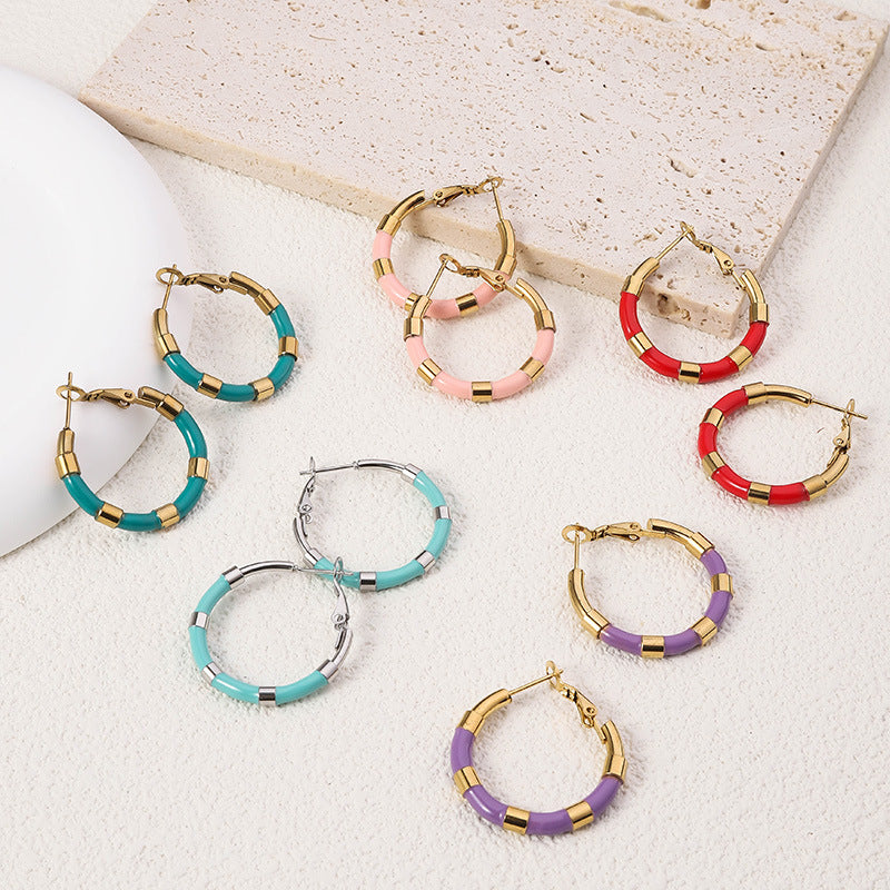 Wholesale Enamel Bamboo Earrings ACC-ES-RuiX007