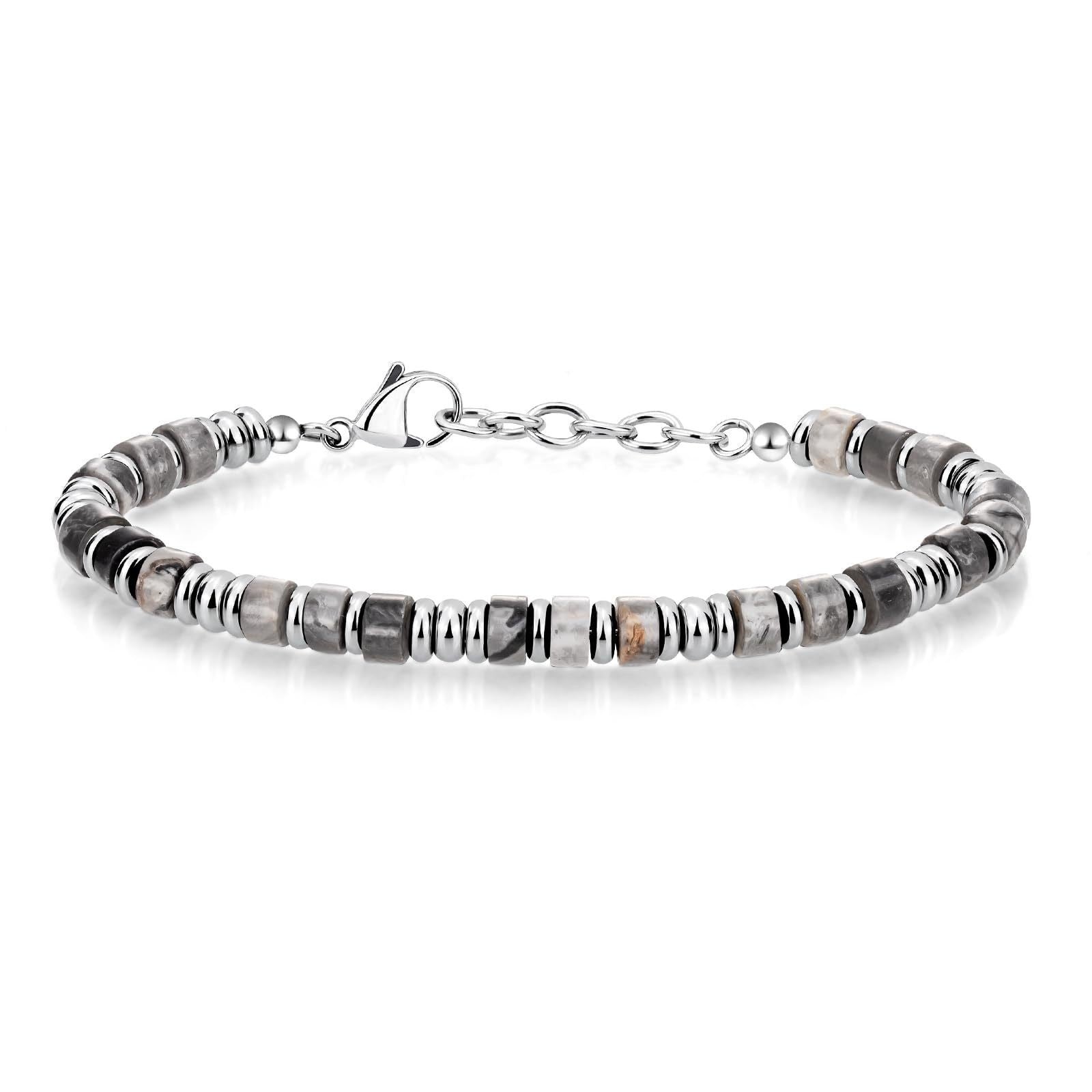 Wholesale Bohemian Chain Bracelet Natural Obsidian Beads Stainless Steel Business Gift Fashion Accessory