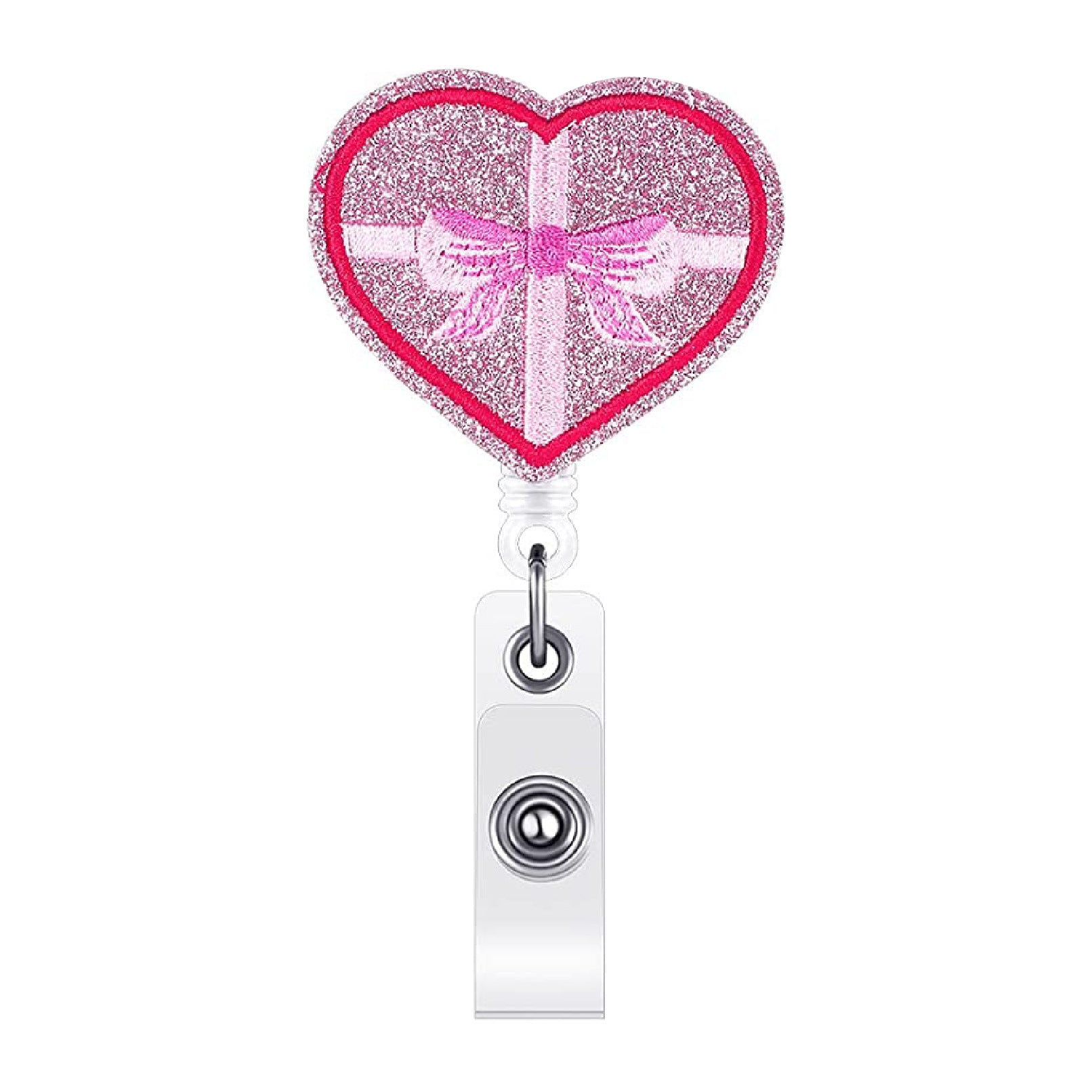 Wholesale Acrylic Glitter Embroidery Love Telescopic Rotating Badge Keychain ACC-KC-QiDing015