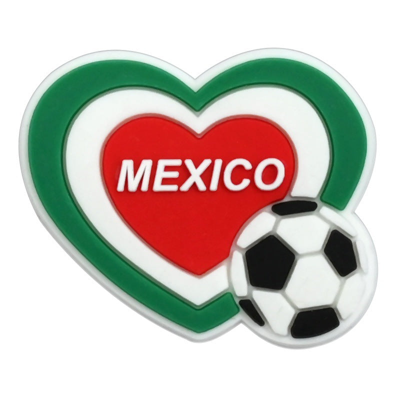 Wholesale Random 100pcs Mexican soccer-themed  PVC Soft Rubber Shoe Buckle Decoration
