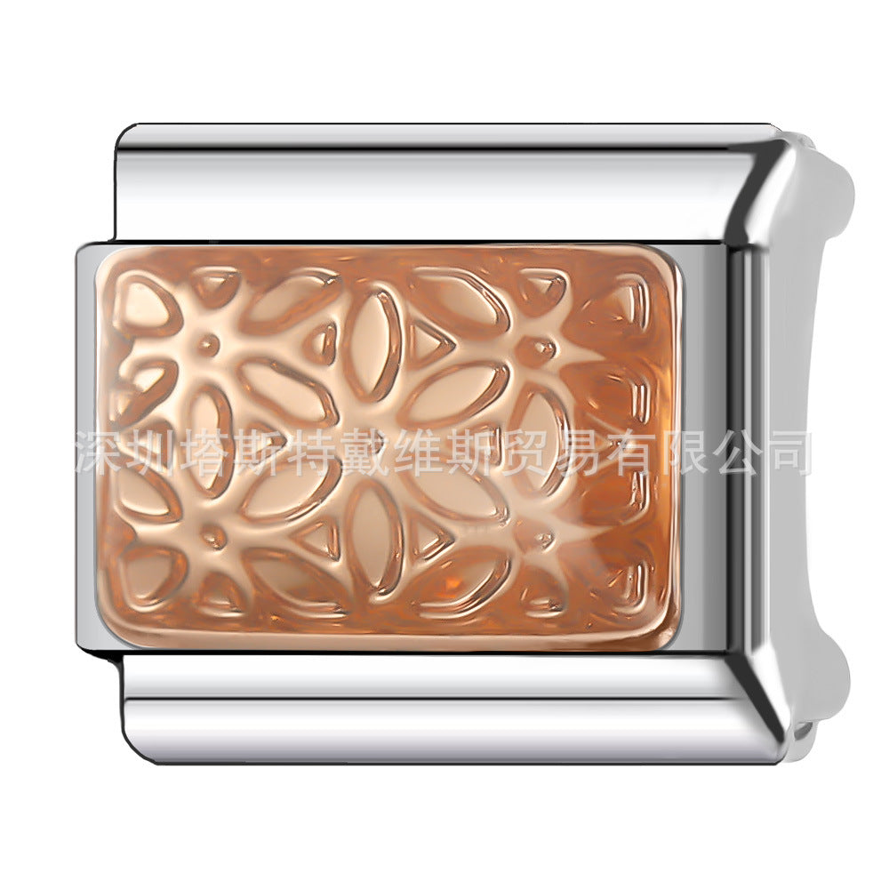 Wholesale  Italian Charm Bracelet 9mm DIY Rose Gold Series Creative Stainless Steel Composable Bracelet