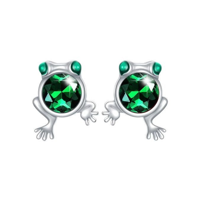 Wholesale  green diamond frog earrings