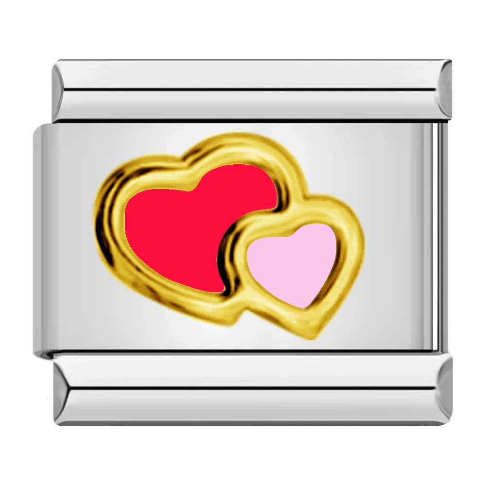 Wholesale Italian Charm Bracelet 9mm DIY Splicing Colored Oil-Drip Petals Stainless Steel Composable Bracelet