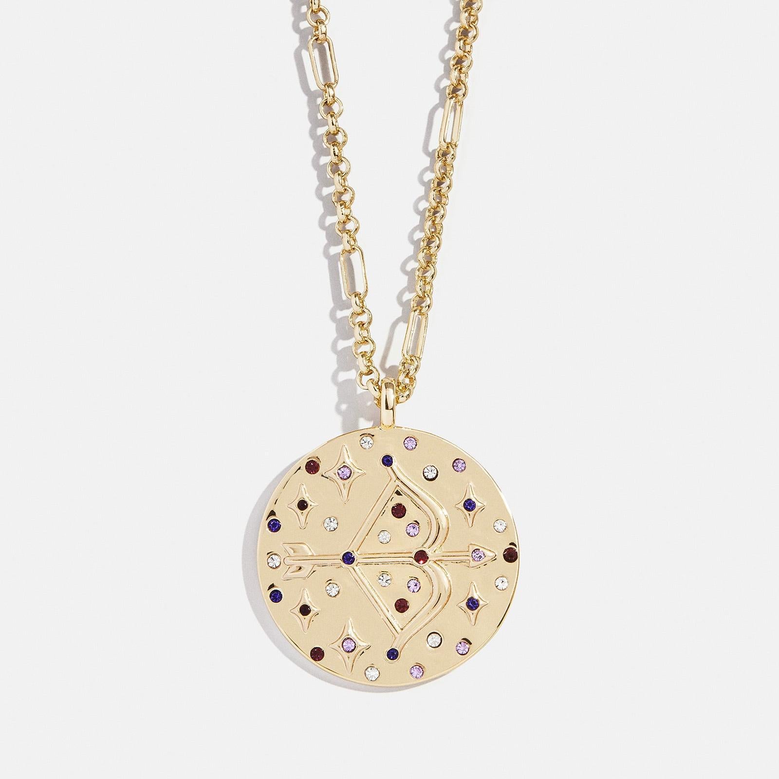 Wholesale Round 12 Zodiac Signs Full Diamond Coin 12 Zodiac Signs Necklace