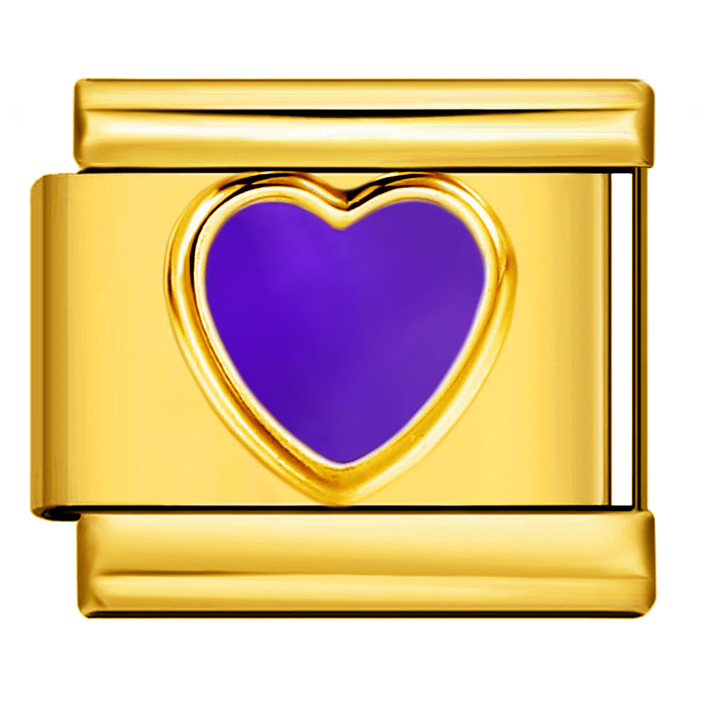 Wholesale Italian Charm Bracelet 9mm DIY Splicing Colored Oil-Drip Petals Stainless Steel Composable Bracelet