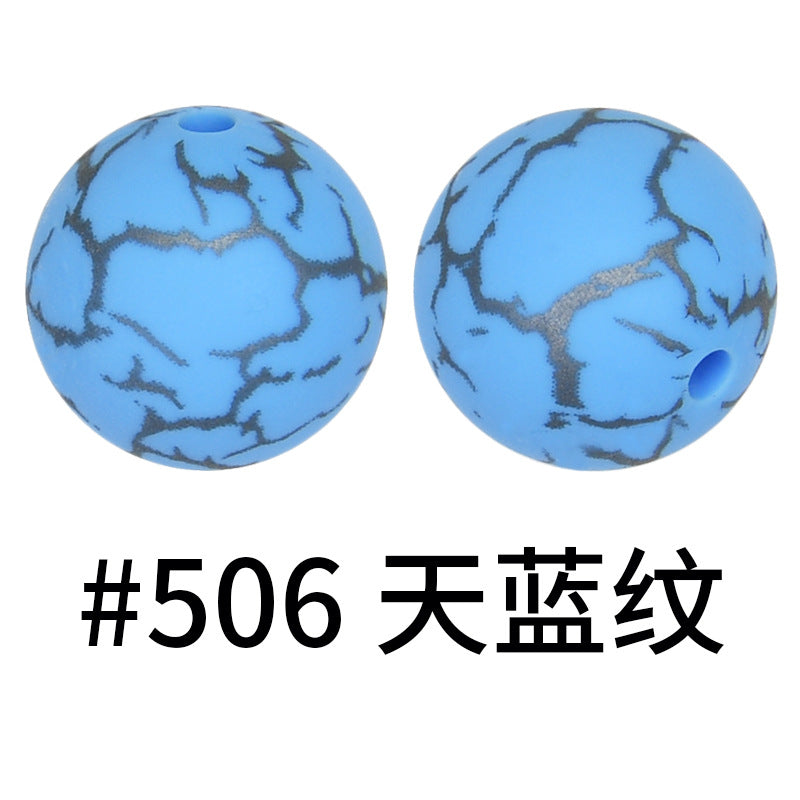 Wholesale 50pcs 15mm Colorful Crack Printed Silicone Balls DIY Beaded Accessories ACC-BDS-HeSheng050