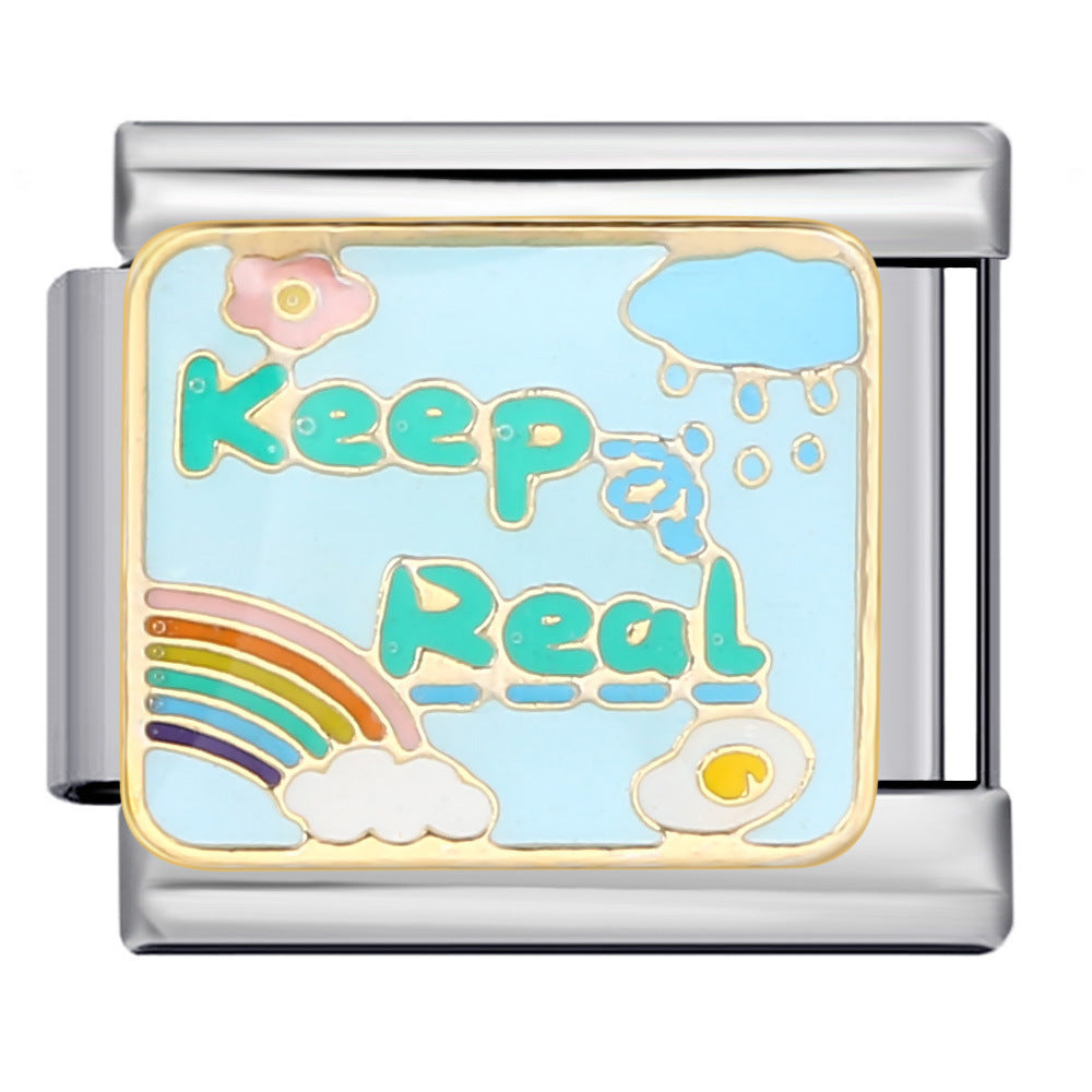 Wholesale 5pcs  9mm Italian Charm Starter Bracelets DIY square Single Section Creative Stainless Steel Composable Bracelet