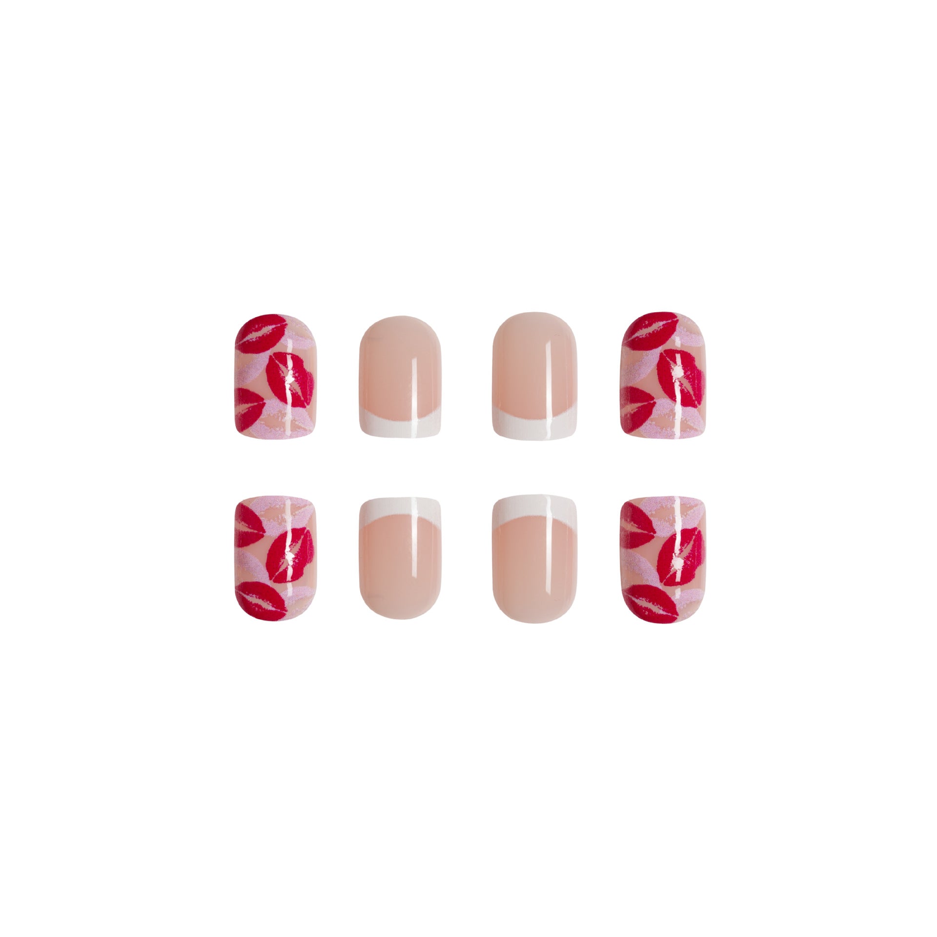 Wholesale 24 Pieces/box Valentine's Day Red Lip Manicure Press-on Nails Kits Nail Stickers ACC-NS-GuaiXL048