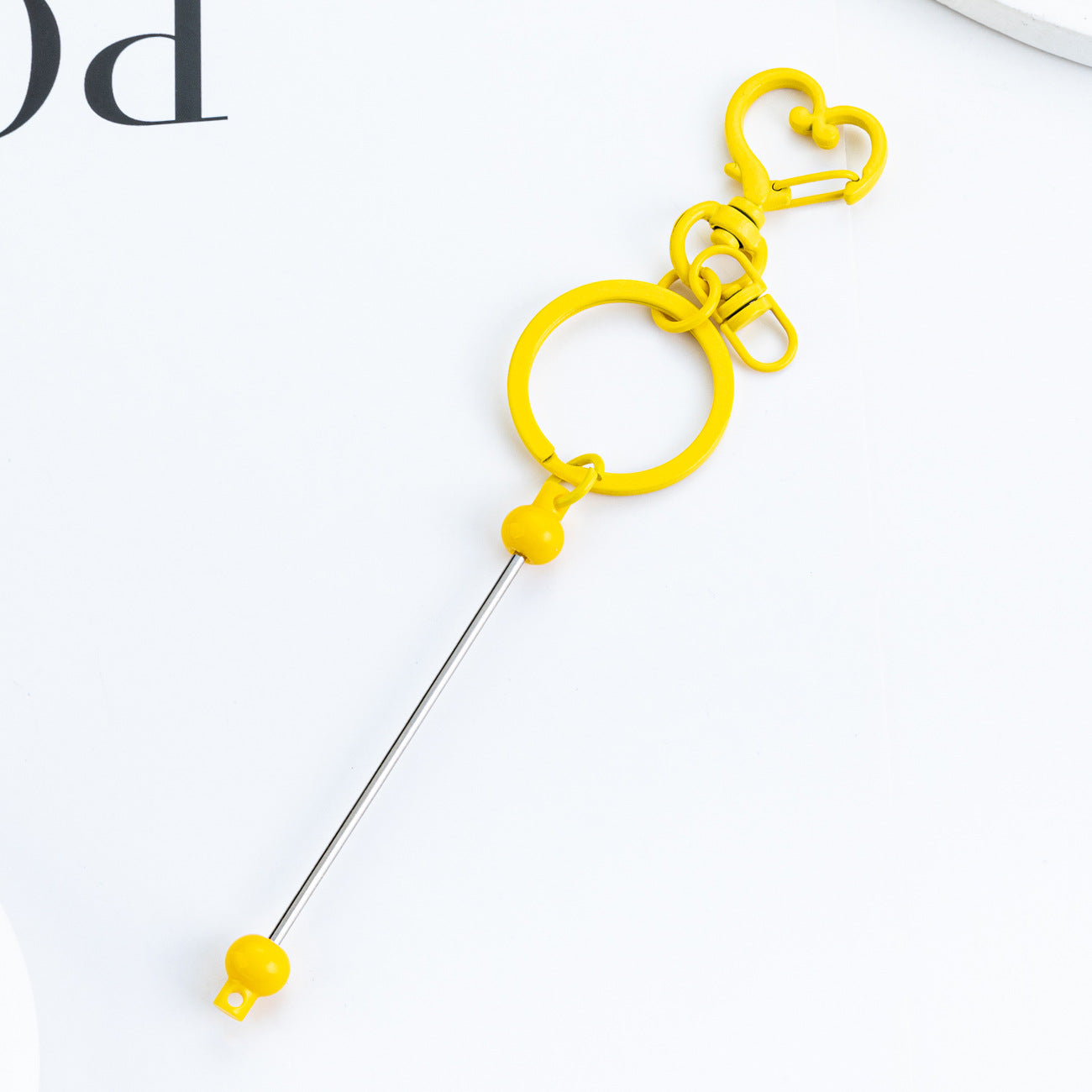 Wholesale DIY Beaded Heart Keychain Pendant Beadable Keychains