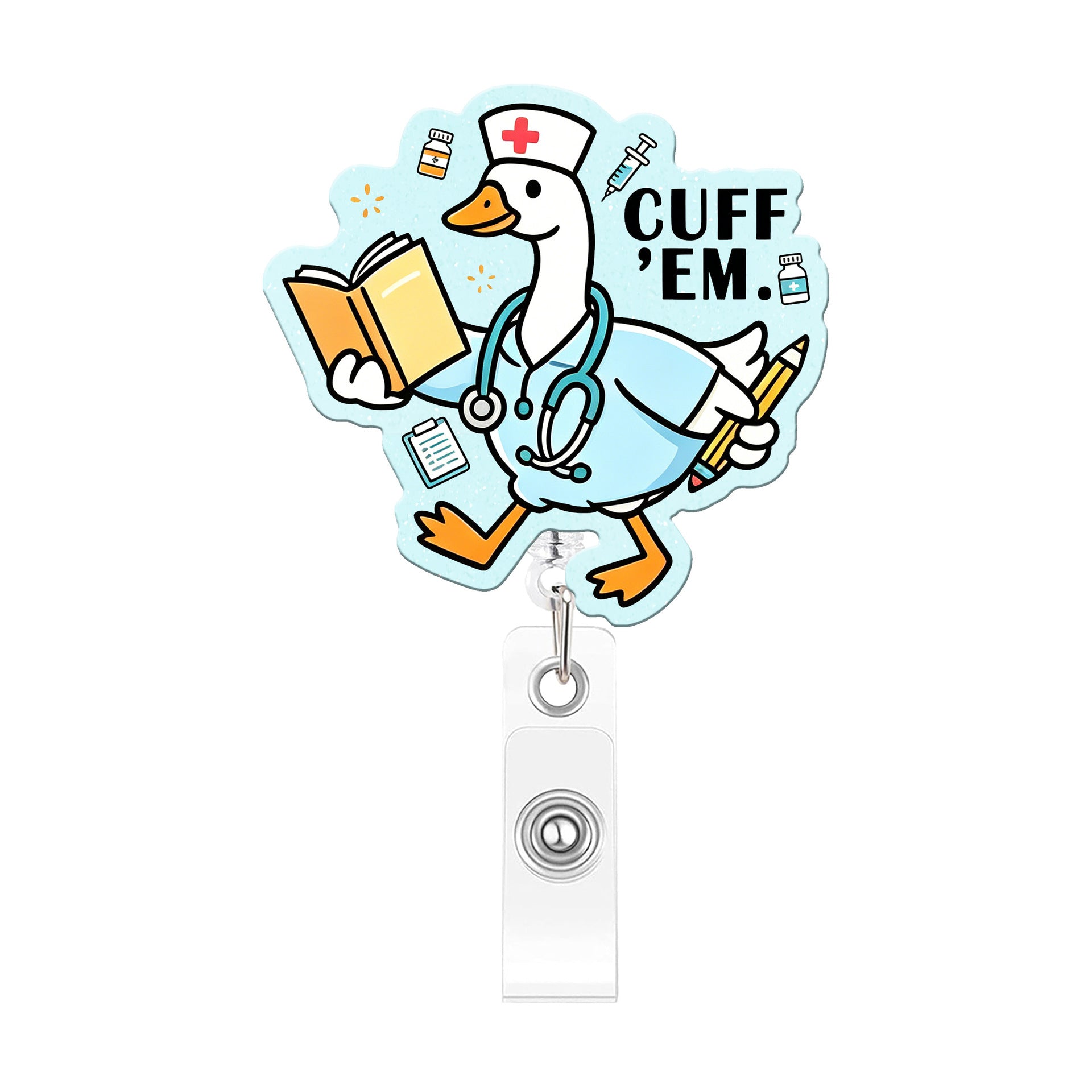 Wholesale Plastic Retractable Badge Reel Funny Duck Design For Nurses Medical Students Gift