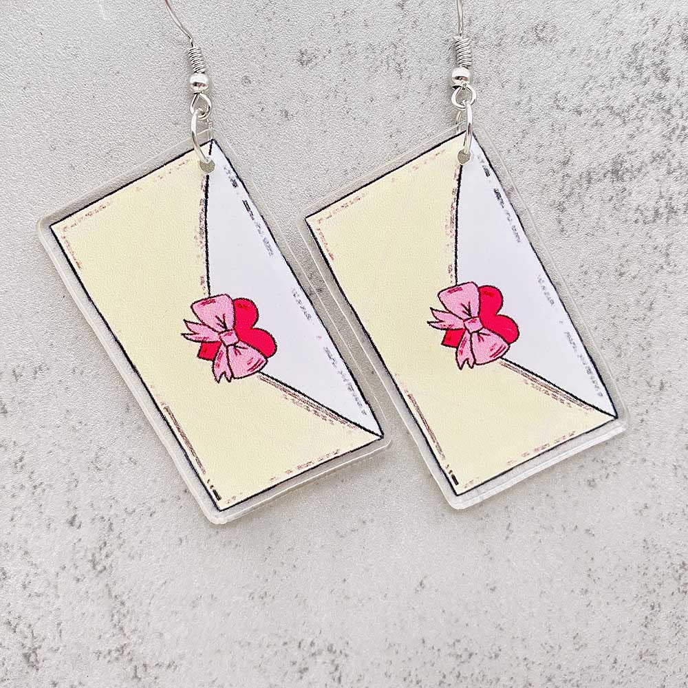 Wholesale  Valentine's Day earrings cute love cat envelope acrylic earrings