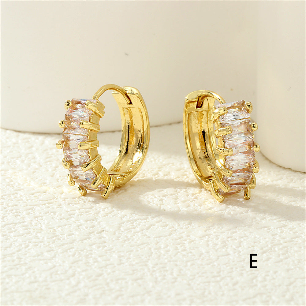 Wholesale 18K gold-plated copper colored zircon earrings,  earrings,  earrings
