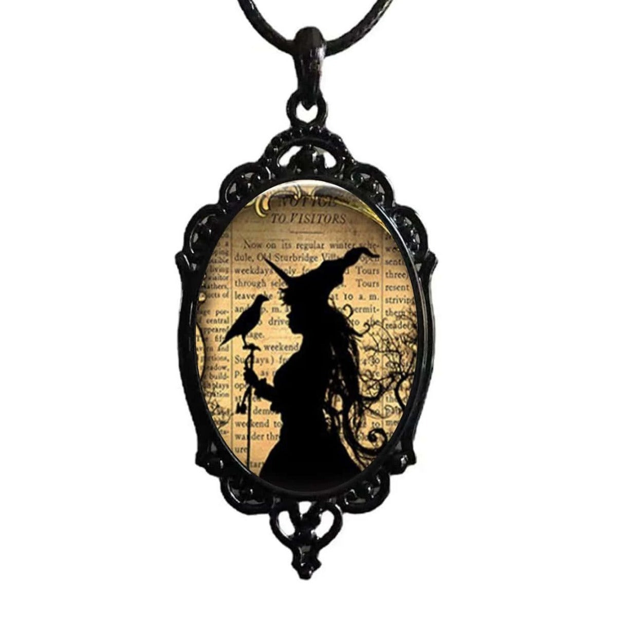 Wholesale  Black Bird Witch Alloy Necklace with Cross Chain,  Fashion Accessory for Resale