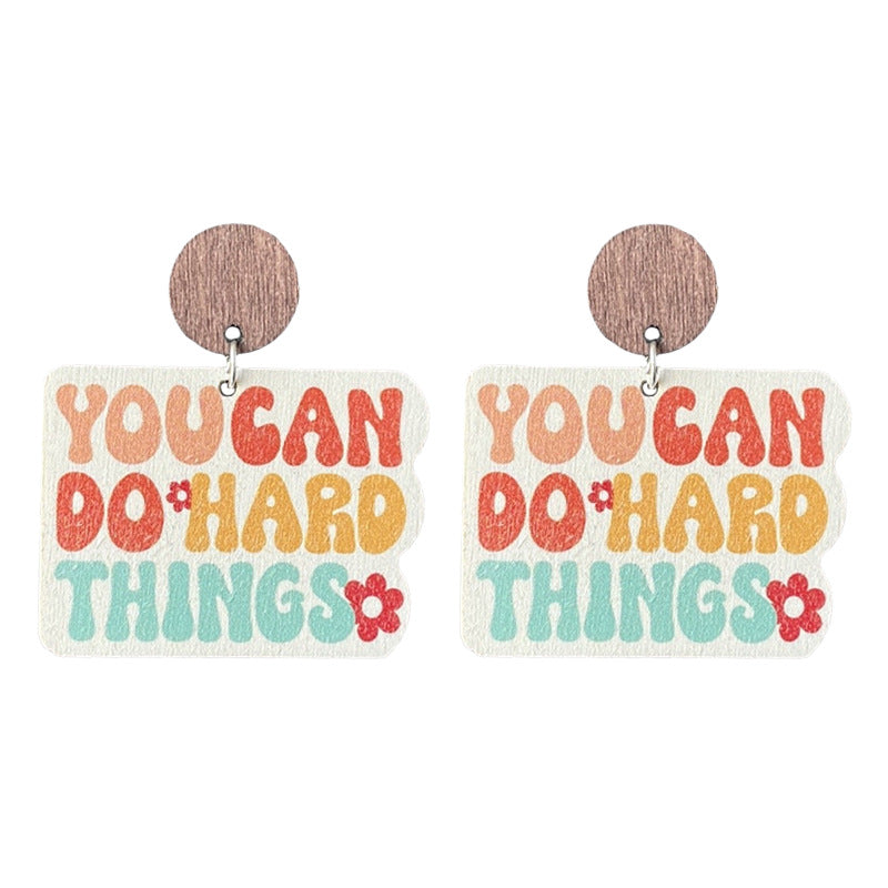 Wholesale Source Teachers Thank Zhou School for Theme Textual Wood Earrings