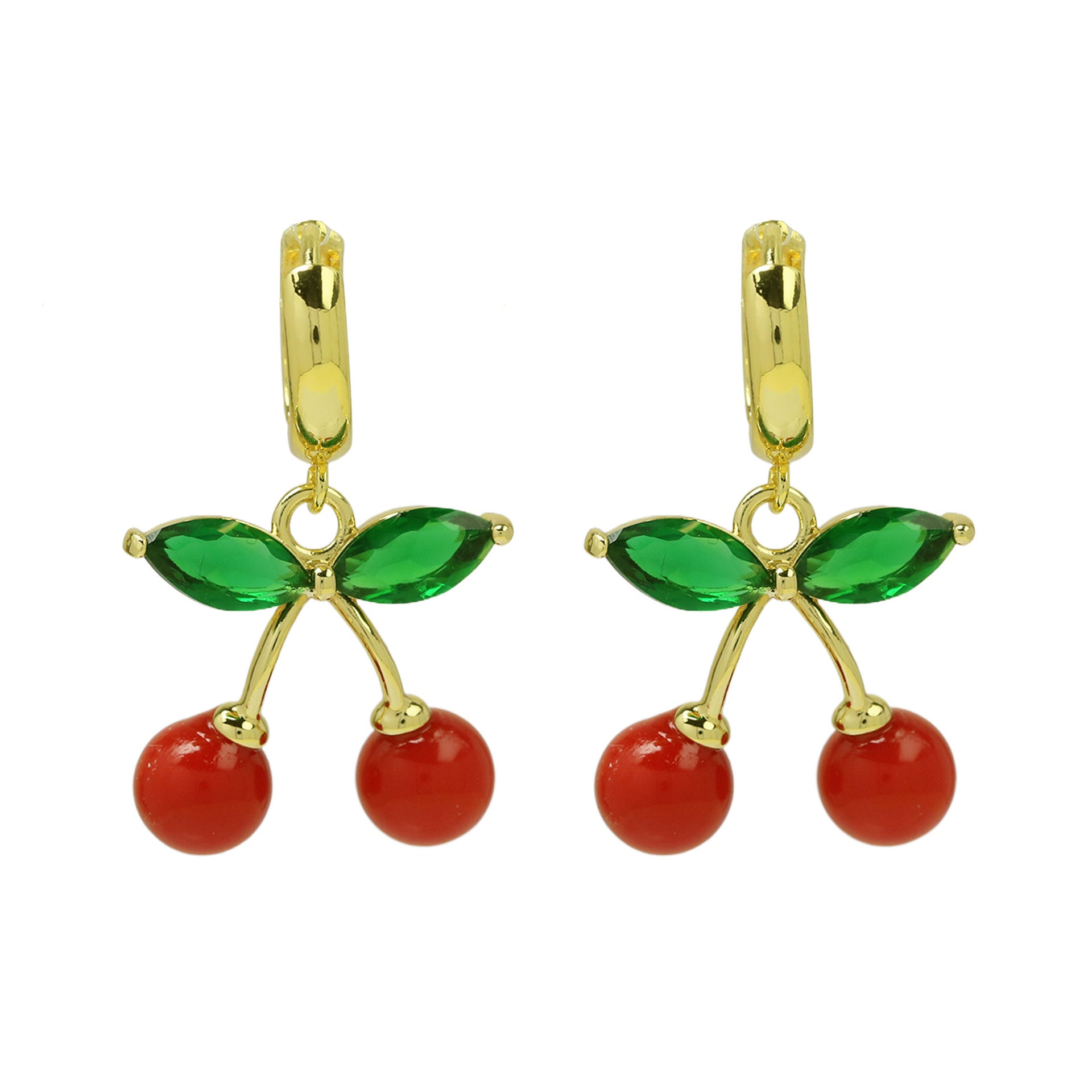 Wholesale  fruit strawberry drop oil gold earrings