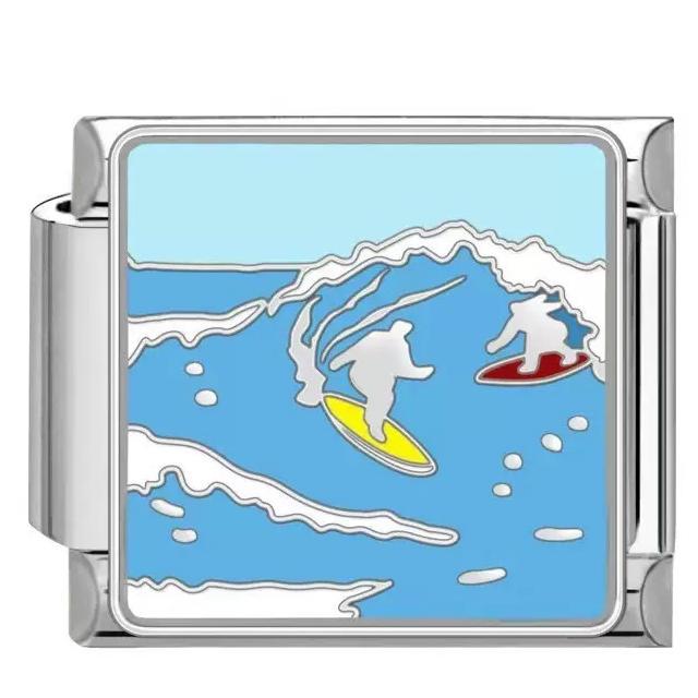 Wholesale Titanium Steel DIY Italian Charm Bracelet With Ocean Pattern Modular Design Fashion Accessory For Everyday Wear