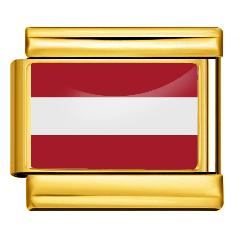 Wholesale Golden World Flag Photo Epoxy Italian Module Bracelet DIY Stainless Steel Elastic Strap Chain Bracelet