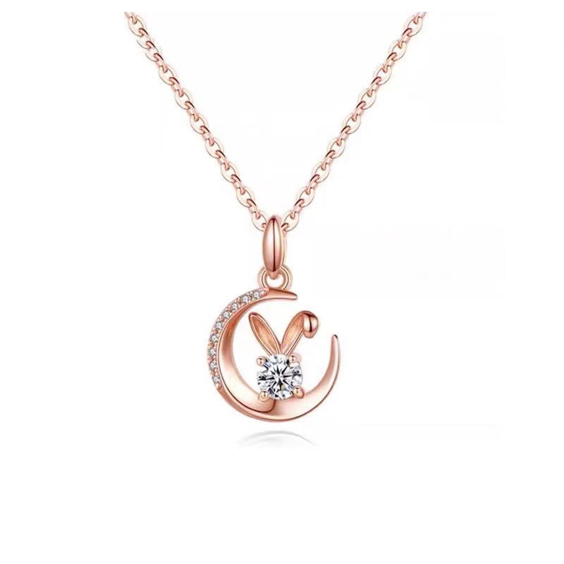 Wholesale 925 sterling silver moon rabbit necklace